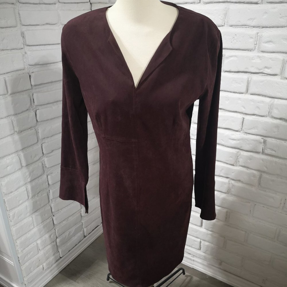 NWT Reitmans Ladies V-neck Suede Touch Stretch Size 13 Burgundy Dress